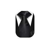 Enlision Herren Krawatte schwarz mit Einstecktuch Set für Hochzeit Business Herren Streifen Krawatte Taschentuch Set für Formelle Geschäfte Beerdigung Anzug,Schwarz