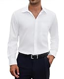 siliteelon Hemd Herren Langarm Weiß Freizeithemden Regular Fit Bügelleichte Business Hemd Faltenfrei Hemd mit Tasche