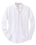 J.VER Oxford Herren Hemd Regular Fit Hemd Langarm Bügelleicht Casual Hemd aus Oxford Button Down Hemd Freizeithemd mit Tasche,Weiß,XL