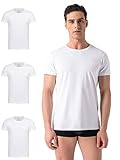 Burnell & Son Herren T-Shirt 3er Pack Rundhals Unterhemd Herren - Stretch - Kurzarm Shirt Männer aus Baumwolle Basic Slim Fit Weiss XL