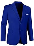 Herren-Blazer, Sportmantel, schmale Passform, 2 Knöpfe, einfarbig, lässiger Anzug, Blazer, Königsblau, XX-Large