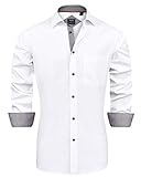 J.VER Herren Hemd Regular Fit Langarm Herrenhemden Freizeithemd Regular Businesshemd elastiscer Musterhemd,Weiß,L