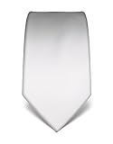 Vincenzo Boretti Herren Krawatte reine Seide uni einfarbig edel Männer-Design zum Hemd mit Anzug für Business Hochzeit 8 cm schmal/breit weiß