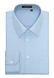 HISDERN Herren Hemd Langarm Regular Fit Hemden für Business Freizeithemden Herrenhemden Hellblau XL