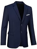 Herren-Blazer, Sportmantel, schmale Passform, 2 Knöpfe, einfarbig, lässiger Anzug, Blazer, Marineblau, XX-Large