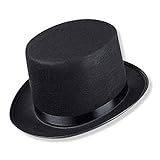 Schramm® Zylinder Hut mit Satinband Schwarz für Erwachsene Chapeau Zylinderhut