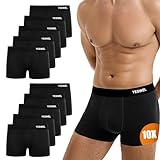YESWEL Boxershorts Herren 10er Pack, Ohne Kratzenden Zettel Unterhosen Unterwäsche, Baumwolle Retroshorts für Männer (10x Schwarz, XL)