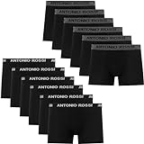 ANTONIO ROSSI (12er-Pack) Herren-Boxer-Hipster - Herren-Boxershorts Multipack mit elastischem Bund, Schwarz, XL