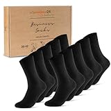 10 Paar Premium Socken Herren Damen Baumwolle Komfortbund ohne Naht 70101T (Schwarz 43-46)