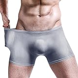 BOTCAM Herren Summer Thin transparent Ice Silk Boxer atmungsaktive weiche Taille Nicht-Unterhose Kühle Unterwäsche Herren (Z jsjm0904_5-Grey, L)