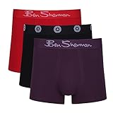 Herren Ben Sherman Boxershorts in Blau/Schwarz/Orange | Trunks aus weicher, baumwollreicher Textur mit elastischem Bund | Bequeme und atmungsaktive Unterwäsche - Dreierpack