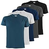 ALPIDEX Herren T-Shirts 5er Set Rundhals einfarbig S M L XL XXL 3XL 4XL 5XL, Größe:L, Farbe:Water