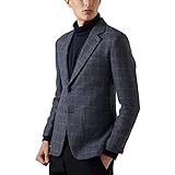 AM BORINI Premium Lammwolle Herren Blazer Jacken, 2 Knöpfe Regular Fit Blazer für Herren, einreihige Kerbe Revers Jacken, Grau (Ash Grey), M